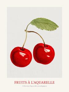 Konsttryck Cherries (Watercolour Kitchen Fruit), (30 x 40 cm)