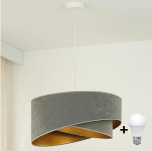 LED ljuskrona med textilsladd LYRA 1xE27/15W/230V grå/guld