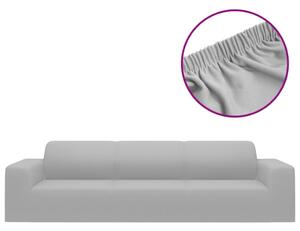 Sofföverdrag 4-sits med stretch grå polyesterjersey