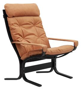 LK Hjelle - Siesta Classic High Black With Armrests Vintage Cognac 413 - Fåtöljer - Ingmar Relling - Brun - Läder/Naturmaterial/Trä