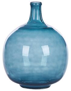 Blomvas Blå Glas 31 cm Handgjord dekorativ rund knoppform Bordsskiva Heminredning Modern design Beliani
