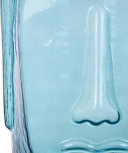 Blomvas Blått Glas Färgat Tonat Transparent Dekorativ Glas Ansiktsmotiv Hemtillbehör Beliani