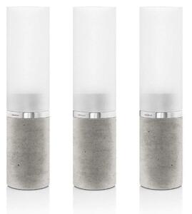 FARO värmeljushållare i betong & frostat glas 3 delar