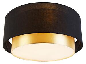 Modern taklampa svart med guld 50 cm 3-ljus - Drum Duo