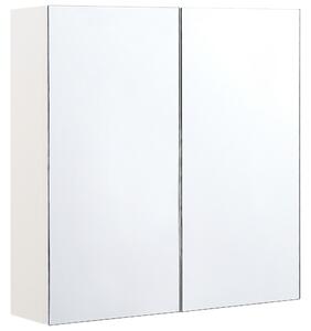 Spegelskåp Badrum Vit Plywood 60 x 60 cm Hängande 2 Dörrar Byrå Hyllor Förvaring Beliani