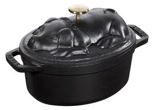 Staub La Cocotte Gryta grislock 17 cm / 1 l, Oval, Svart, Gjutjärn