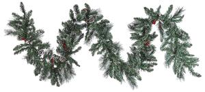 Julgirland Grön Syntetmaterial 270 cm LED-lampor Konstgjorda frostade tallkottar Bär Justerbara kvistar Beliani