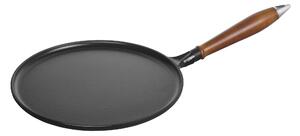 Staub Pans Pannkakspanna med trähandtag 28 cm, Gjutjärn, Svart