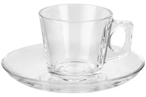 Pasabahçe Kaffekopp med fat Vela; 19.5cl, 8.5x7 cm (ØxH); Transparent; 6 Styck / Förpackning