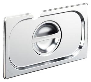 PULSIVA Kantinlock Basic GN 1/4, rostfritt med urtag för sked; Storlek GN 1/4, 26.5x16.2 cm (LxB); Silverfärg