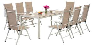 Trädgårdsmöbler i aluminium med stort Polywood Verona-bord för 8 personer Garden Point beige