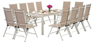 Trädgårdsmöbler i aluminium med stort Polywood Verona-bord för 12 personer Garden Point beige
