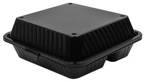 Contacto Återanvändbar matlåda Eco-Takeout i tre delar, högt lock; 23x23x9 cm (LxBxH); Svart; Kvadratisk; 12 Styck / Förpackning