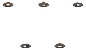 Set med 5 moderna markspotlights svarta inkl. LED IP67 - Linsey
