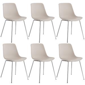 Tectake 405442 plaststolar mave, ergonomisk, 120 kg - taupe/krom, uppsättning om 6