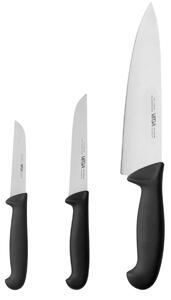 VEGA Knivset Messina 3 delar; Bladlängd 20 cm, 33 cm (L); Svart/Silverfärg