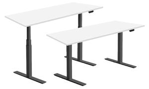 Höj och sänkbart skrivbord PREMIUM, 2-motorigt, svart stativ, vit bordsskiva 120x70cm