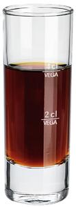 VEGA Shotglas Chicago; 8cl, 4x10.5 cm (ØxH); Transparent; 2 cl & 4 cl Mätrand, 24 Styck / Förpackning