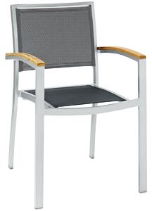 VEGA Karmstol Tailor med armstöd; 56x58x84 cm (BxDxH); Sits Antracit, Ram Silverfärg; 2 Styck / Förpackning