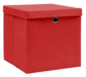 Förvaringslådor med lock 10 st 28x28x28 cm röd