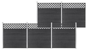 WPC-staketpaneler 5 fyrkantiga 872x185 cm grå