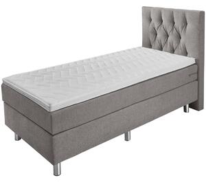 ERWIN M. Kontinentalsäng Basic tygklädsel, gavel i Chesterfield-design; 100x200x63 cm (BxLxH); Gråbrun; Fast