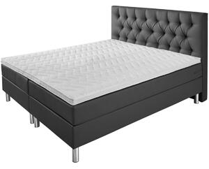 ERWIN M. Kontinentalsäng Comfort tygklädsel, gavel i Chesterfield-design; 180x200x60 cm (BxLxH); Mörkgrå; Fast