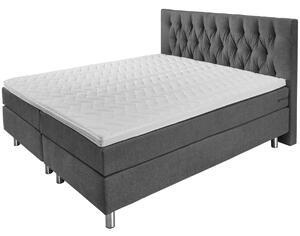 ERWIN M. Kontinentalsäng Premium tygklädsel, gavel i Chesterfield-design; 200x200x69 cm (BxLxH); Antracit; Fast