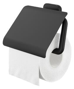 TIGER Carv toalettpappershållare med lock; 4.1x12.3x4.1 cm (LxHxD); Svart
