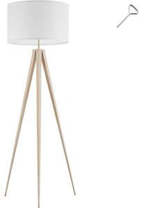 Tectake 405200 golvlampa lunaris, textilskärm, trebensstativ - ek