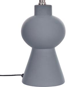 Bordslampa Grå Keramisk Sockel Linne Trumformad Skärm Minimalistisk Design Beliani