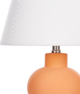 Bordslampa Orange Keramisk Sockel Linne Trumformad Skärm Minimalistisk Design Beliani