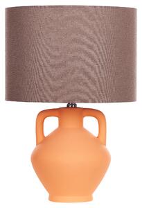 Bordslampa Sockel i orange keramik Trumformad skärm i linne Minimalistisk design Beliani