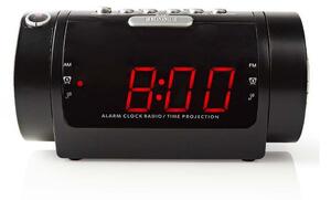 Nedis CLAR005BK - Radio väckarklocka med LED-display och projektor 230V