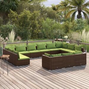 Loungegrupp för trädgården med dynor 13delar brun konstrotting