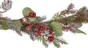 Julgirland Grön Röd Syntetmaterial 150 cm Konstgjord med Ornament Justerbara kvistar Beliani