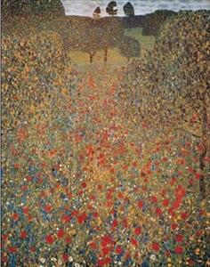 Konsttryck Meadow With Poppies, Gustav Klimt