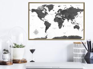 Inramad Poster / Tavla - The World in Black and White - 30x20 Guldram med passepartout