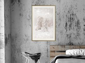 Inramad Poster / Tavla - Cute Angels - 30x45 Guldram