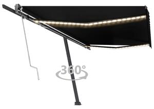Automatisk markis med vindsensor & LED 500x300 cm antracit