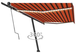Automatisk markis med vindsensor & LED 500x300 cm orange/brun