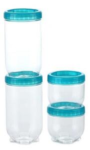 KIT 4x Matlåda INTERLOCK turkos/genomskinlig