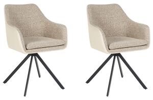 Matstolar 2-pack Beige Polyester och Konstläder Metallben för Matrum Beliani