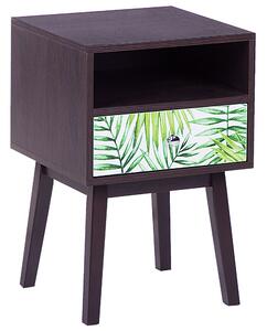 Nattduksbord Mörk trä med Blommigt Mönster 1 Låda Tillverkat Trä Modern Design Beliani