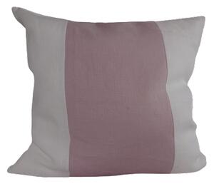 Randigt kuddfodral rosa och vitt i tvättat sanforiserat linne 50x50
