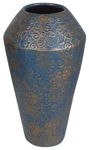 Hög Dekorativ Vas Guld och Blå Keramik 51 cm Antik Look Vardagsrum Matsal Sovrum Beliani