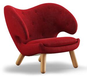 House of Finn Juhl - Pelican Chair With Buttons, Dark oiled oak, Cat. 4 Vidar 582 - Fåtöljer - Finn Juhl - Röd,Träfärgad - Trä/Textilmaterial