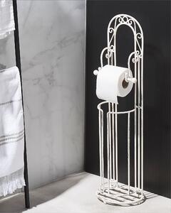 Toalettpapphållare Vit Sliten Metall Badrumstillbehör Vintage Retro Design Beliani