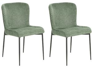 Set med 2 stolar Grön polyester stickad textur Metallben Beliani