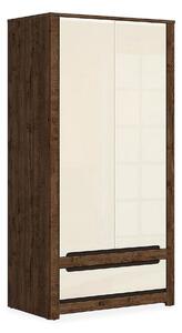 VIVEDRO Garderob 104x205 cm Brun Brun - Trä/natur|Vit